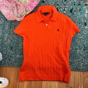 Ralph Lauren Vibrant Orange Cable Knit Polo
